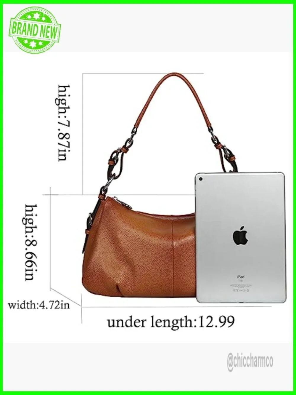 Genuine Leather Hobo Bag with Adjustable Strap, Large Capacity Tote